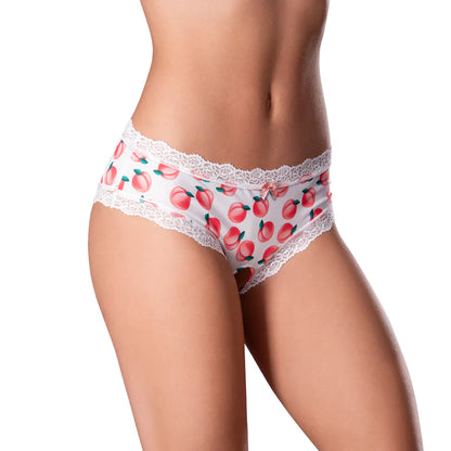 Magic Silk Sweet Treats Crotchless Boy Short with Lube Peach EXPOSED