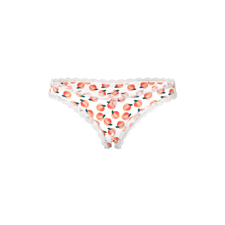 Magic Silk Sweet Treats Crotchless Boy Short with Lube Peach EXPOSED