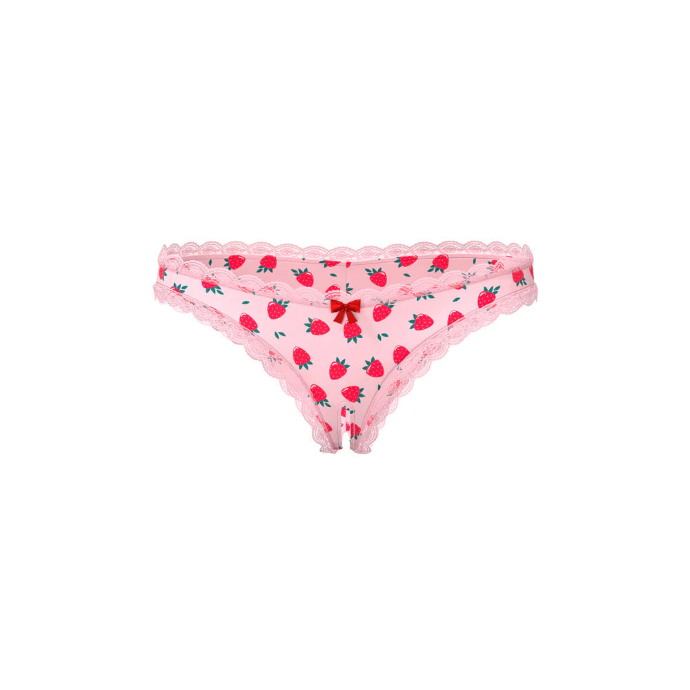 Magic Silk Sweet Treats Crotchless Boy Short with Lube Strawberry EXPOSED