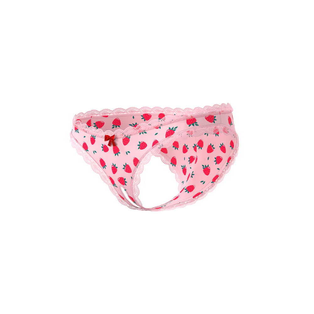 Magic Silk Sweet Treats Crotchless Boy Short with Lube Strawberry EXPOSED