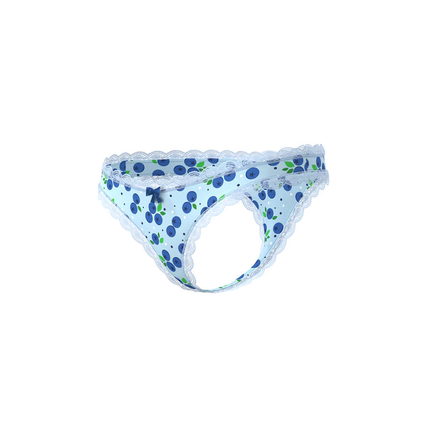 Magic Silk Sweet Treats Crotchless Thong with Lube Blueberry EXPOSED