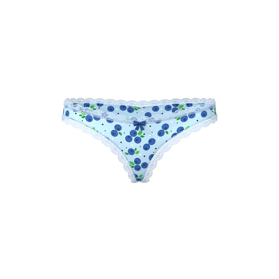 Magic Silk Sweet Treats Crotchless Thong with Lube Blueberry EXPOSED
