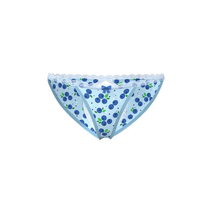 Magic Silk Sweet Treats Split Back &amp; Crotchless Panty with Lube Blueberry EXPOSED