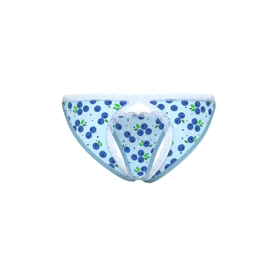Magic Silk Sweet Treats Split Back &amp; Crotchless Panty with Lube Blueberry EXPOSED