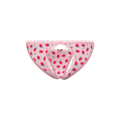 Magic Silk Sweet Treats Split Back &amp; Crotchless Panty with Lube Strawberry EXPOSED