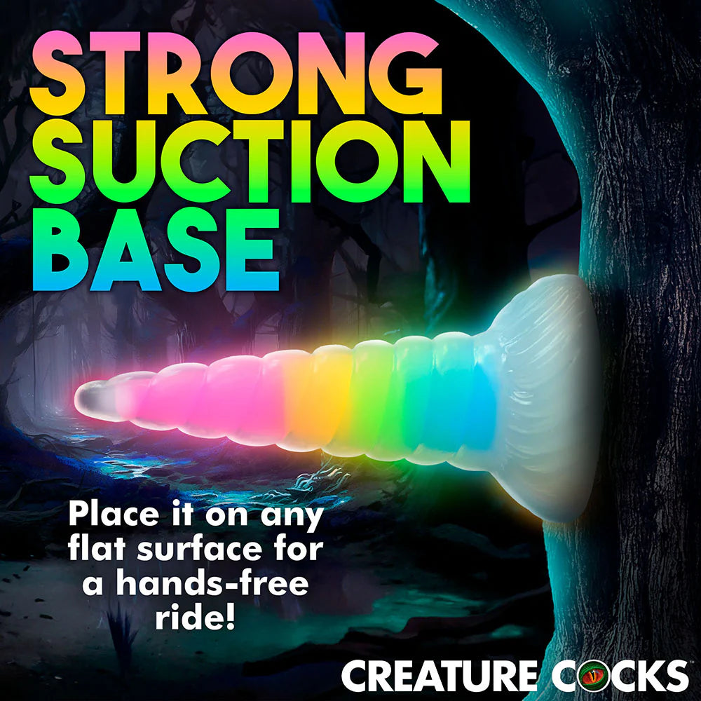 Creature Cocks Uni-Glow Glow-in-the-Dark Rainbow Silicone Dildo