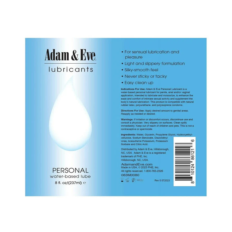 Adam &amp; Eve Personal Water-Based Lubricant - Ultimate Personal Lubricant for Women, Safe &amp; Easy to Use - SP BOUTIQUE