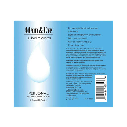 Adam &amp; Eve Personal Water-Based Lubricant - Ultimate Personal Lubricant for Women, Safe &amp; Easy to Use - SP BOUTIQUE
