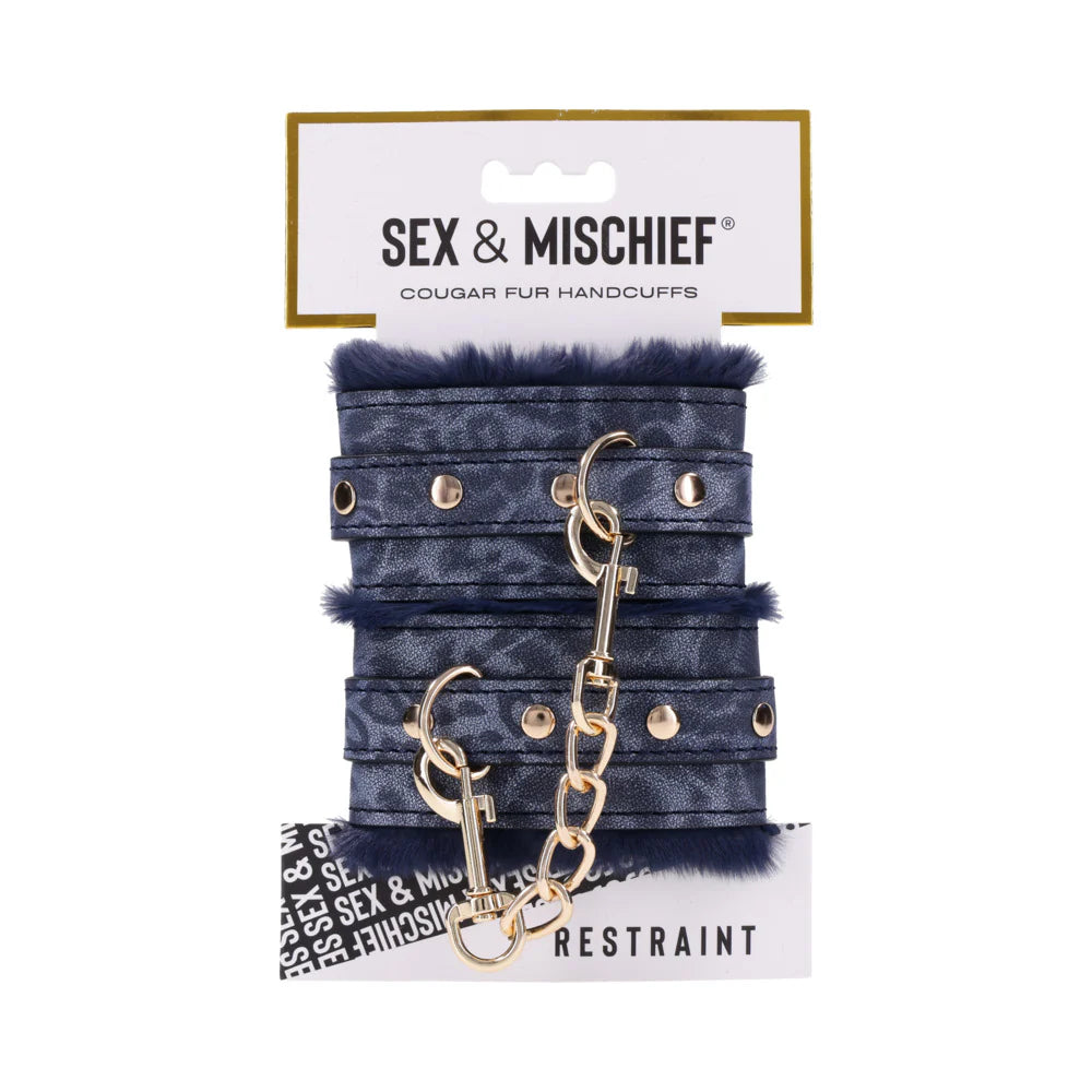 Sportsheets Sex &amp; Mischief Cougar Fur Handcuffs SPORTSHEETS