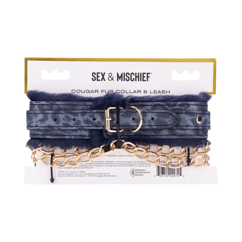 Sportsheets Sex &amp; Mischief Cougar Fur Collar &amp; Leash SPORTSHEETS