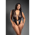 Fantasy Lingerie Domina Mesh Tie-Back Plunge Front Teddy with Buckle Waist and Lock & Key Detail FANTASY LINGERIE