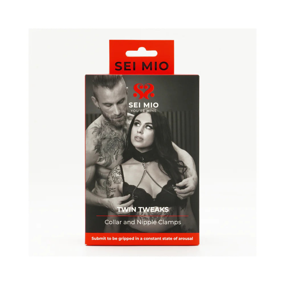 SEI MIO Twin Tweaks Velvet Collar with Nipple Clamps CREATIVE CONCEPTIONS