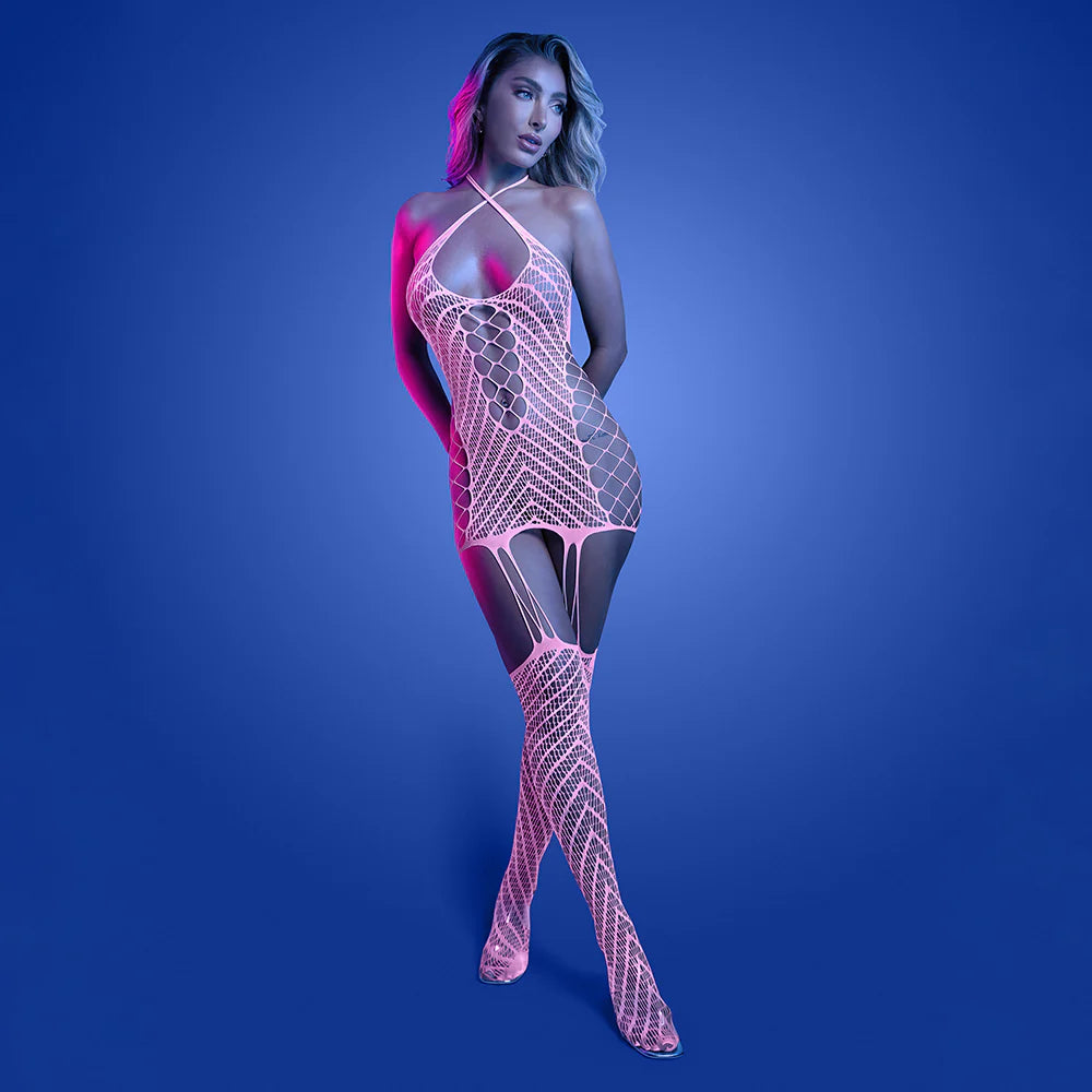 Fantasy Lingerie Glow Metamorphic Glow-in-the-Dark Bodystocking Dress O/S FANTASY LINGERIE