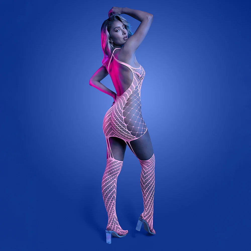 Fantasy Lingerie Glow Metamorphic Glow-in-the-Dark Bodystocking Dress O/S FANTASY LINGERIE
