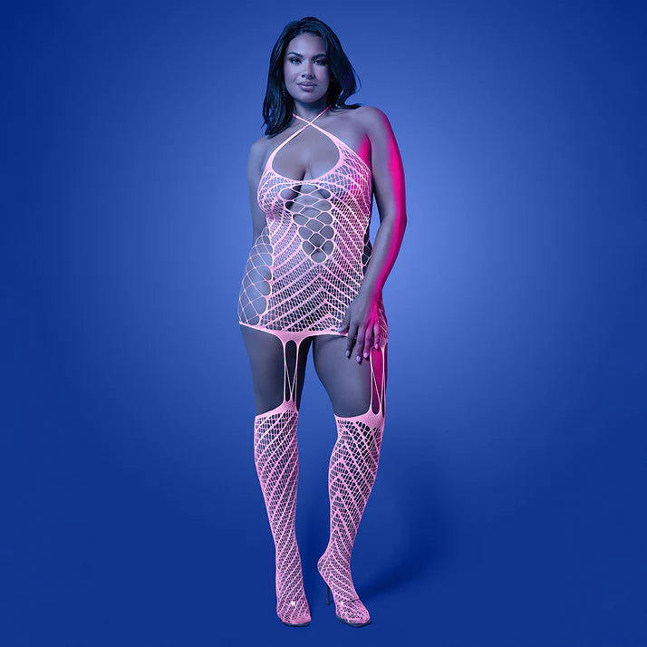 Fantasy Lingerie Glow Metamorphic Glow-in-the-Dark Bodystocking Dress Queen FANTASY LINGERIE