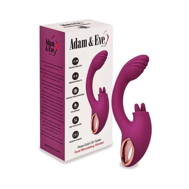 Adam &amp; Eve Rose Gold Clit Tickler Dual Stimulating Vibrator ADAM &amp; EVE