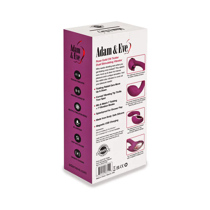 Adam &amp; Eve Rose Gold Clit Tickler Dual Stimulating Vibrator ADAM &amp; EVE