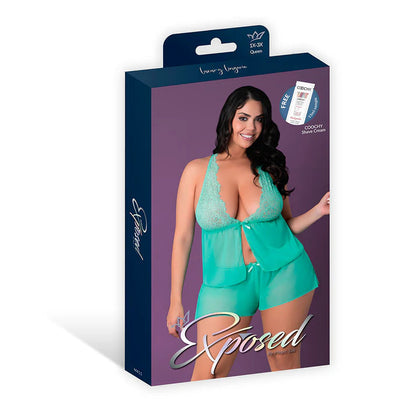 Magic Silk Caribbean Crush Flutter Cami &amp; Short Set Aqua Glow EXPOSED