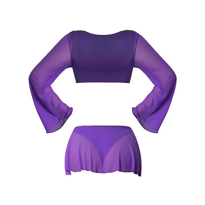 Magic Silk Glimmer Wrap Bralette, Booty Shorts &amp; Sleeve Set Purple Disco EXPOSED