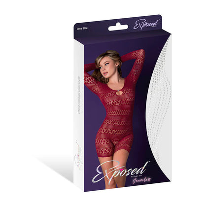 Magic Silk Seamless Long Sleeve Romper with Rhinestones O/S EXPOSED