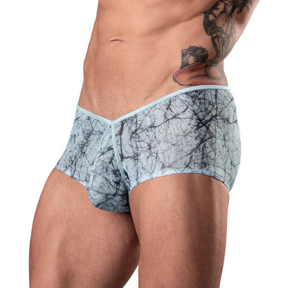 Male Power Marble Mesh Micro Mini Short Silver Blue MALE POWER