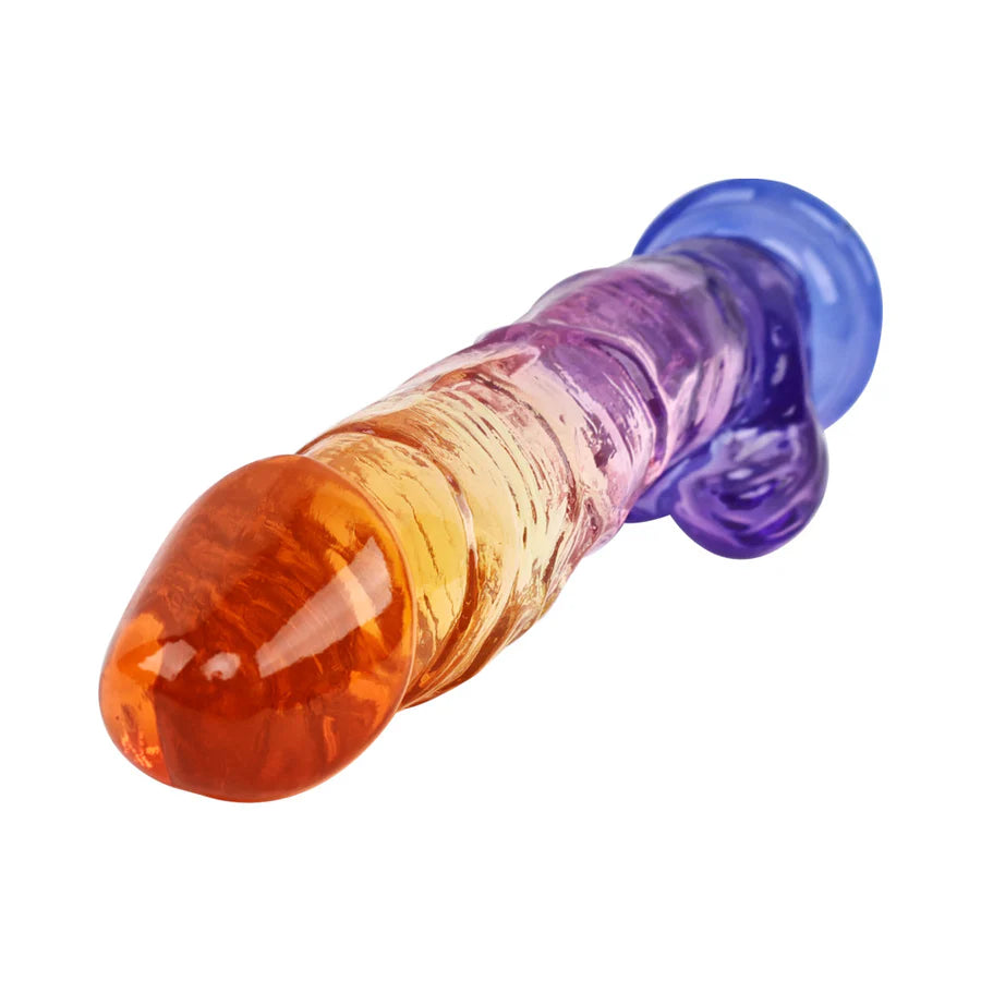 Adam &amp; Eve Sunrise Dreams Realistic Dildo with suction cup base; a reliable and effective realistic dildo for hands-free play.