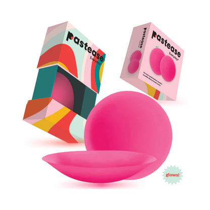 Pastease Halos Reusable Sticky Adhesive Silicone Nipple Cover Neon Pink Glow-in-the-Dark Small A-C Cup PASTIES