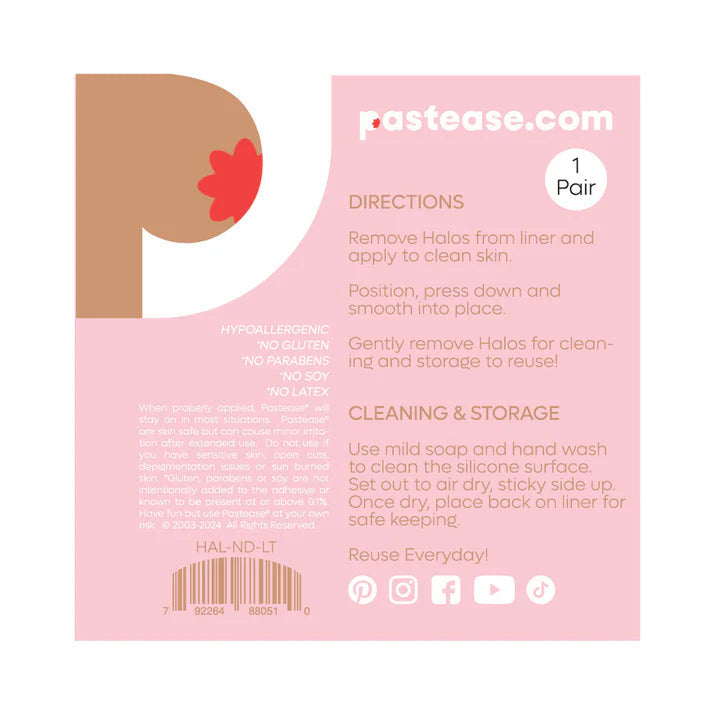 Pastease Halos Reusable Sticky Adhesive Silicone Nipple Cover Neon Pink Glow-in-the-Dark Small A-C Cup PASTIES