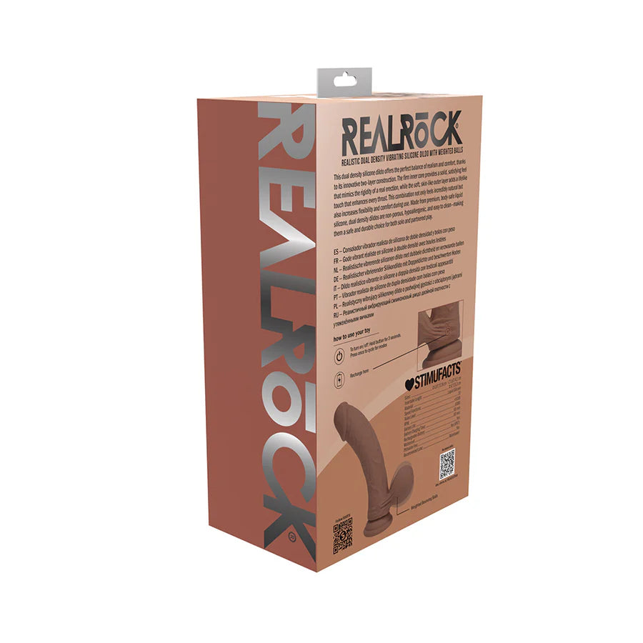 Realrock Realistic Dual Density Vibrating Silicone Dildo with Weighted Balls 7 in.