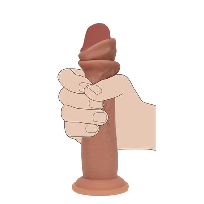 Realrock Sliding Skin Dual Density Silicone Dildo 6 in. Tan