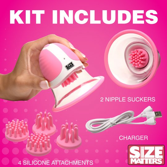 Size Matters 10X Rotating Silicone Nipple Suckers with 4 Attachments