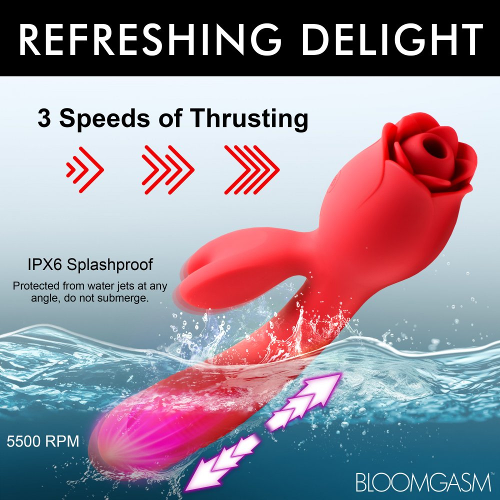 Vibromasseur lapin en silicone à succion et poussée Blooming Bunny