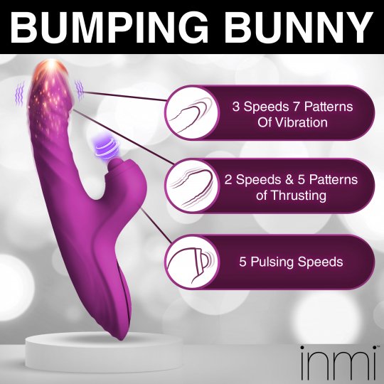 Bumping Bunny Thrusting &amp; Pulsing Silicone Rabbit Vibrator XR BRANDS