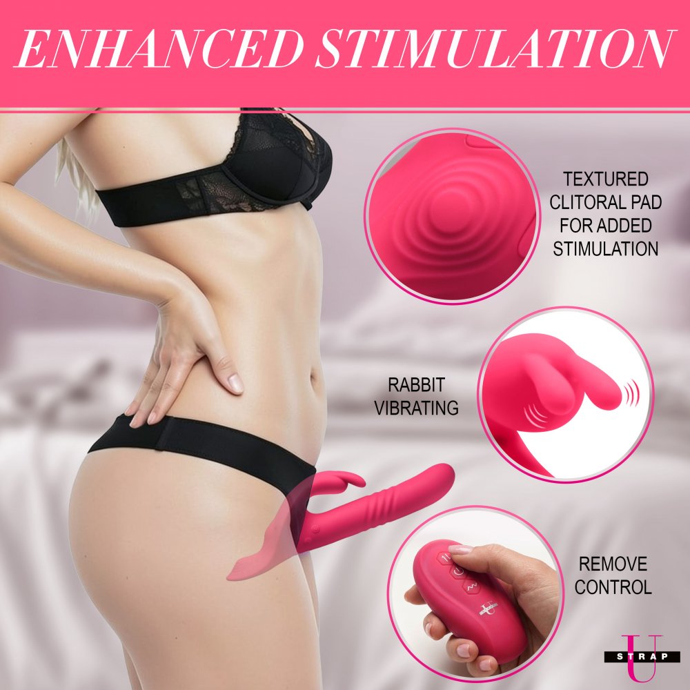 Thrusting &amp; Vibrating Rabbit Strap-On w/ Harness