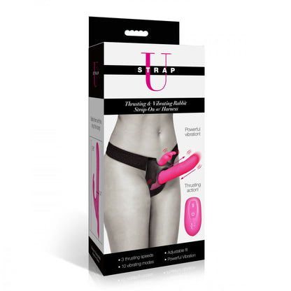 Thrusting &amp; Vibrating Rabbit Strap-On w/ Harness
