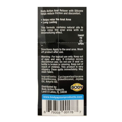 Body Action Anal Relaxer Silicone Lubricant BODY ACTION