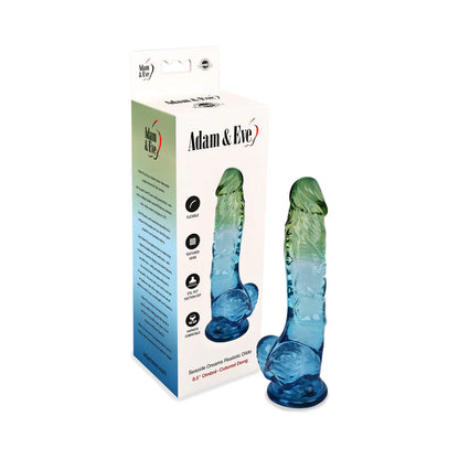 Various angles of the Adam &amp; Eve Sunrise Dreams Realistic Dildo highlighting its lifelike textures and design; the ideal realistic dildo choice for pleasure.
