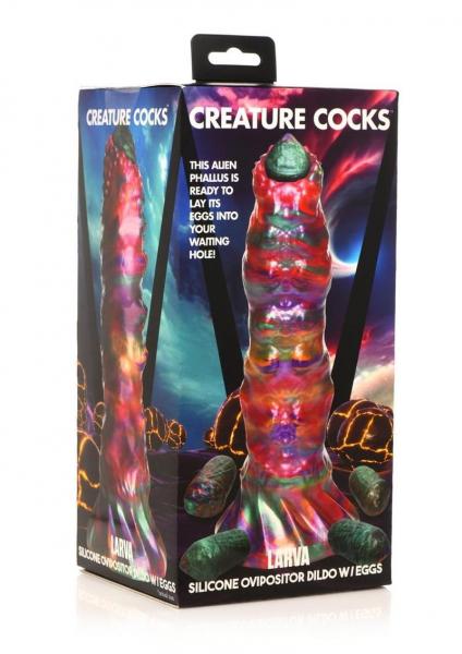 Gode ​​ovipositeur en silicone avec œufs Creature Cocks Larva - Multicolore