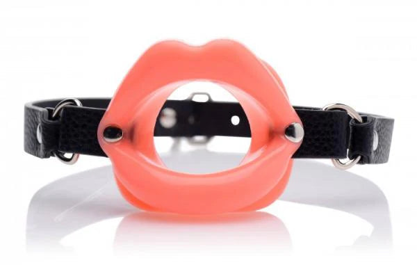 Sissy Mouth Gag Pink Silicone Lips Black Strap MASTER SERIES