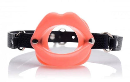 Sissy Mouth Gag Pink Silicone Lips Black Strap MASTER SERIES