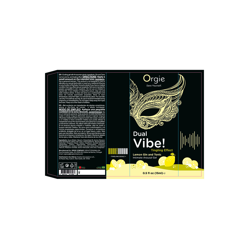 Orgie Dual Vibe! Gel d'excitation intime au citron, gin et tonique