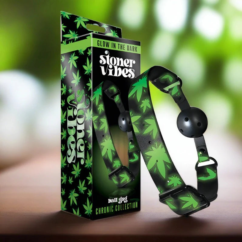 Stoner Vibes Chronic Collection Glow in the Dark Breathable Ball Gag GLOBAL NOVELTIES LLC