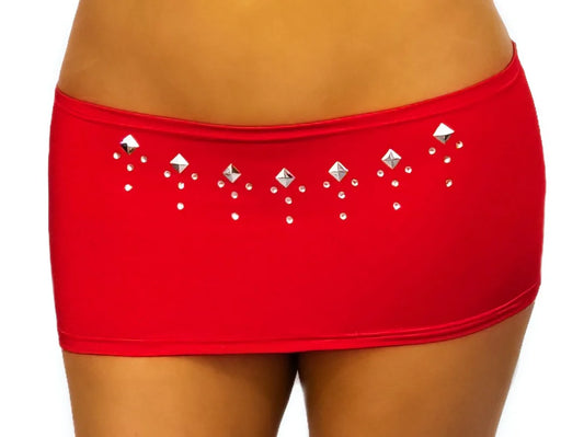 GR117RD - 6-Inch Mini Skirt with Rhinestones