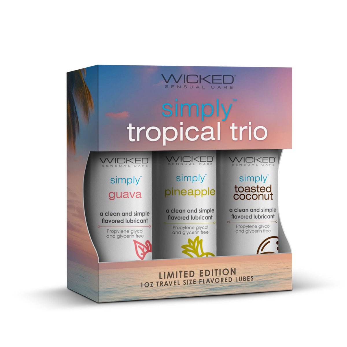 Wicked Simply Tropical Trio Travel Size Flavored Lubes WICKED SENSUAL CARE