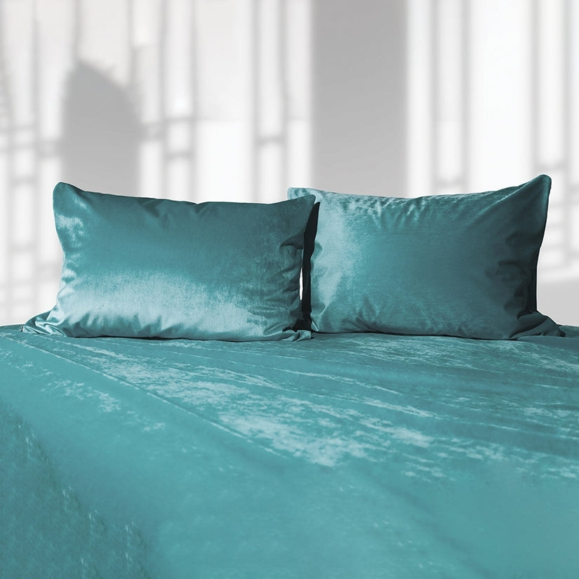 Liberator Fascinator Liquid Velvet Sheets-Q Cyan