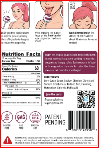Sugar Splash Deep Gag Suppressing Suckers Bag of 10