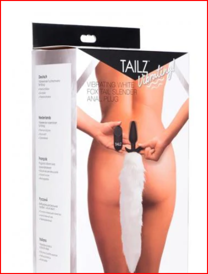 Vibrating White Fox Tail Slender Anal Plug - SP BOUTIQUE