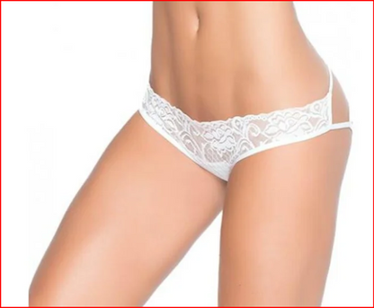 Lace Panty W/back Cage White Md