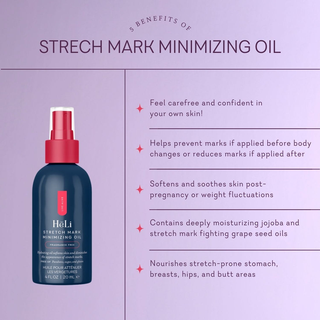 HeLi - Stretch Mark Minimizing Oil Skin Hydrator &amp; Smoother