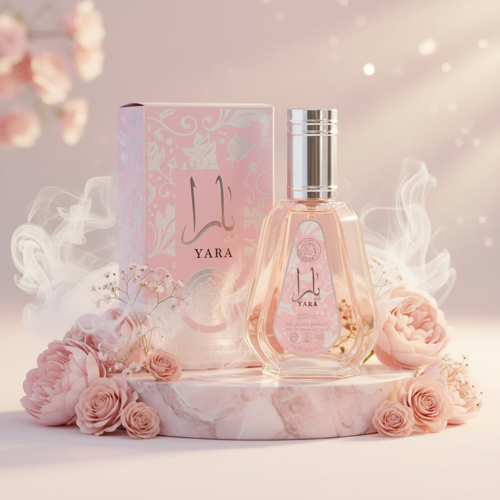 Ard Al Zaafaran Yara EDP Spray 50 ml women’s perfume bottle with soft sweet vanilla fruity fragrance